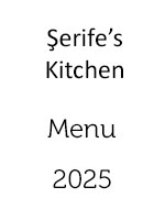 Serifes Kitchen 2025 menu