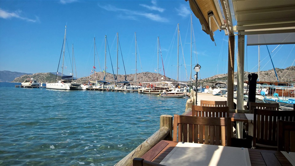 View from the Octopus Restaurant at Kizilyer (right) beach