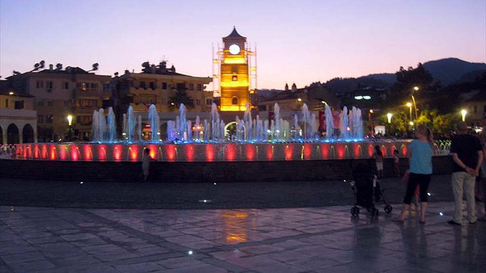Marmaris new town square by night